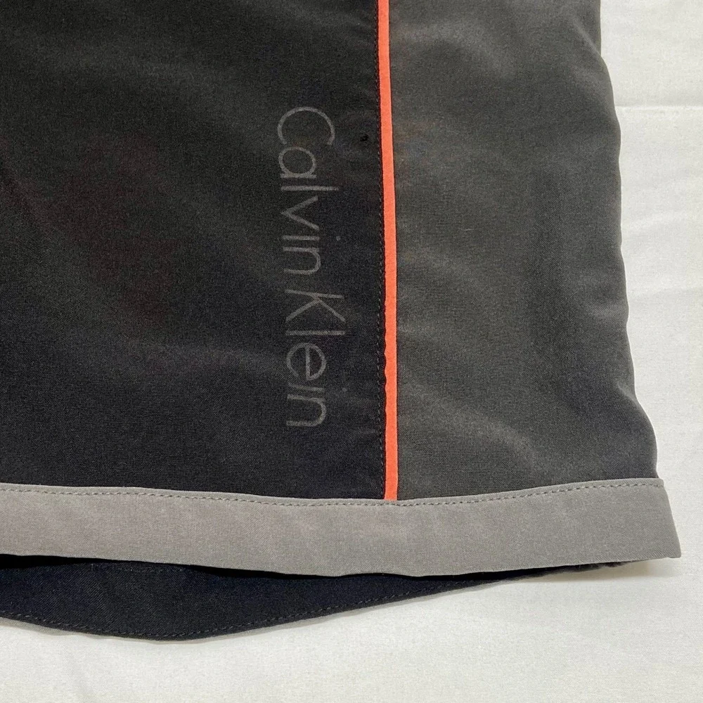 Calvin Klein Swim Board Shorts Men's Medium Black Grey Red Logo Drawstring Waist